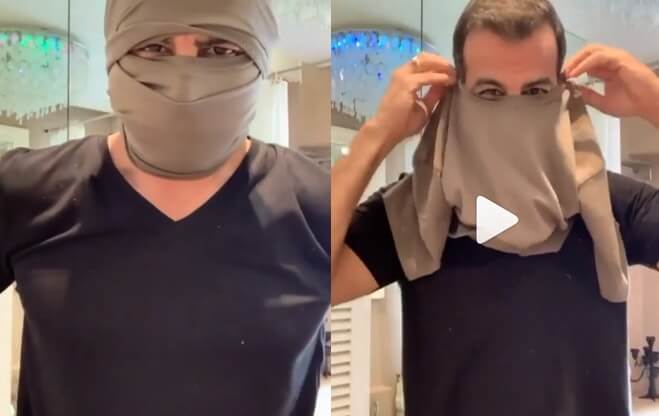 ronit roy makes an old t shirt a mask